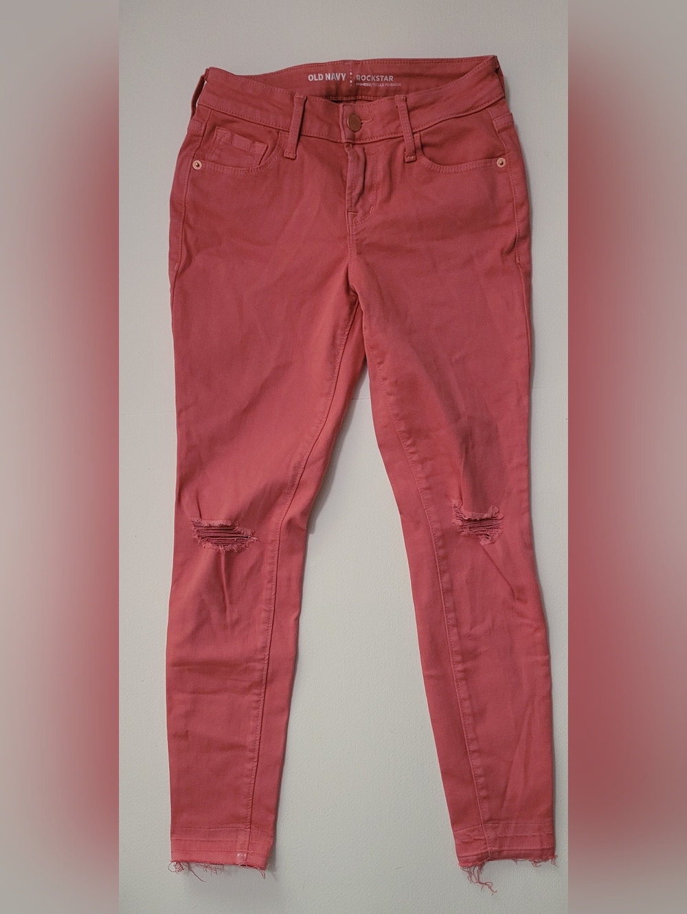 Old Navy Dusty Rose Skinny Jeans with Knee Rips